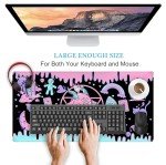 Cute Pastel Goth Desk Mat Kawaii Japanese XXL Extra Large Extended Desk Pad Gaming Mouse Pad, Anime Computer Laptop Mat Keyboard and Mouse Mat for Women Office Desk Decor Gamer Gift 31.5"x15.75"