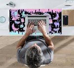 Cute Pastel Goth Desk Mat Kawaii Japanese XXL Extra Large Extended Desk Pad Gaming Mouse Pad, Anime Computer Laptop Mat Keyboard and Mouse Mat for Women Office Desk Decor Gamer Gift 31.5"x15.75"