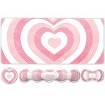iLeadon Keyboard Mouse Pad Set, Large Gaming Mouse Pad + Keyboard Wrist Rest + Mouse Pad with Wrist Support + Coaster, Easy Typing Pain Relief, Desk Mat Set, Valentines Day Gifts for Her, Pink Heart