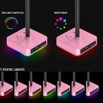 KAFRI RGB Headphone Stand with USB Charger Desk Gaming Headset Holder Hanger Rack with 3 USB Charging Port and 2 Outlet - Suitable for Gamer Desktop Table Game Earphone Accessories Girlfriend Gift