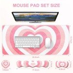 iLeadon Keyboard Mouse Pad Set, Large Gaming Mouse Pad + Keyboard Wrist Rest + Mouse Pad with Wrist Support + Coaster, Easy Typing Pain Relief, Desk Mat Set, Valentines Day Gifts for Her, Pink Heart