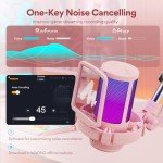 MAONO Gaming USB Microphone with Noise Cancellation, Streaming mic for PC Computer MAC PS4 PS5, All-in-One Kit with Mute, Monitor for Recording, Podcast, Twitch, YouTube, Discord, DGM20S Pink