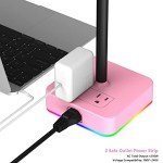 KAFRI RGB Headphone Stand with USB Charger Desk Gaming Headset Holder Hanger Rack with 3 USB Charging Port and 2 Outlet - Suitable for Gamer Desktop Table Game Earphone Accessories Girlfriend Gift