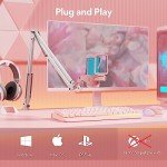 MAONO Gaming USB Microphone with Noise Cancellation, Streaming mic for PC Computer MAC PS4 PS5, All-in-One Kit with Mute, Monitor for Recording, Podcast, Twitch, YouTube, Discord, DGM20S Pink