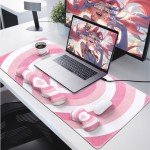 iLeadon Keyboard Mouse Pad Set, Large Gaming Mouse Pad + Keyboard Wrist Rest + Mouse Pad with Wrist Support + Coaster, Easy Typing Pain Relief, Desk Mat Set, Valentines Day Gifts for Her, Pink Heart