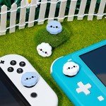 JINGDU Thumb Grip Caps for Nintendo Switch Joy-Con, Cute Silicone Joystick Cap Covers Accessories Compatible with Switch/OLED/Lite JoyController, 4PCS Cloud