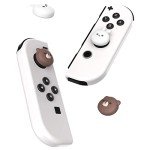 PlayVital Joystick Caps for Nintendo Switch, Thumbstick Grips for Switch Lite, Analog Cover for OLED Joycon Thumb Grip Caps - Chubby Bear & Smiley Bunny
