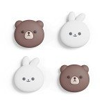 PlayVital Joystick Caps for Nintendo Switch, Thumbstick Grips for Switch Lite, Analog Cover for OLED Joycon Thumb Grip Caps - Chubby Bear & Smiley Bunny