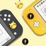 DLseego Thumb Grip Caps Compatible with Switch & Lite & OLED, Cute Joystick Caps Soft Silicone Protective Stick Cover 3D Analog 4PCS Grip Buttons for Joy Con Console Controller - Pikachu and Flash