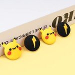 DLseego Thumb Grip Caps Compatible with Switch & Lite & OLED, Cute Joystick Caps Soft Silicone Protective Stick Cover 3D Analog 4PCS Grip Buttons for Joy Con Console Controller - Pikachu and Flash