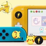 DLseego Thumb Grip Caps Compatible with Switch & Lite & OLED, Cute Joystick Caps Soft Silicone Protective Stick Cover 3D Analog 4PCS Grip Buttons for Joy Con Console Controller - Pikachu and Flash
