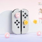 GeekShare Cute Silicone Joy Con Thumb Grip Caps, Joystick Cover Compatible with Switch/OLED/Switch Lite,4PCS - Cream Heart