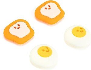 GeekShare Thumb Grip Caps,4PCS Anti-Slip Thumbstick Cover Soft Silicone Analog Stick Cover,Cute Poached Egg Toast Joystick Caps Compatible with Switch/OLED Switch Lite - Breakfast Theme