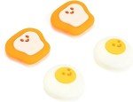 GeekShare Thumb Grip Caps,4PCS Anti-Slip Thumbstick Cover Soft Silicone Analog Stick Cover,Cute Poached Egg Toast Joystick Caps Compatible with Switch/OLED Switch Lite - Breakfast Theme