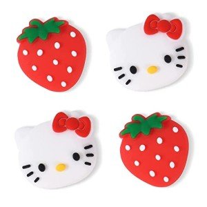 PERFECTSIGHT Switch Thumb Grips Caps, Cute Kitty Joystick Caps for Nintendo Switch Lite/OLED 4 PCS Thumbstick Cover, Analog Stick Button Cover for NS Joycon Controller Accessories,Strawberry