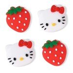 PERFECTSIGHT Switch Thumb Grips Caps, Cute Kitty Joystick Caps for Nintendo Switch Lite/OLED 4 PCS Thumbstick Cover, Analog Stick Button Cover for NS Joycon Controller Accessories,Strawberry