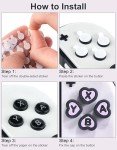 Jusy Cross D-Pad Button Caps Thumb Grips Set, Compatible with Nintendo Switch/OLED, Cute Star 3D Soft Silicone ABXY Buttons Sticker Joystick Cover Caps, Black/Purple