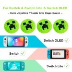 Thumb Grips Caps for Nintendo Switch/OLED/Lite, 4 Pcs Silicone Thumb Grip Caps for Nintendo Switch Joystick Cover Cute Accessories Joy con Thumb Grips - Green