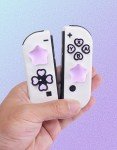 Jusy Cross D-Pad Button Caps Thumb Grips Set, Compatible with Nintendo Switch/OLED, Cute Star 3D Soft Silicone ABXY Buttons Sticker Joystick Cover Caps, Black/Purple