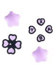 Jusy Cross D-Pad Button Caps Thumb Grips Set, Compatible with Nintendo Switch/OLED, Cute Star 3D Soft Silicone ABXY Buttons Sticker Joystick Cover Caps, Black/Purple