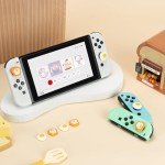 GeekShare Thumb Grip Caps,4PCS Anti-Slip Thumbstick Cover Soft Silicone Analog Stick Cover,Cute Poached Egg Toast Joystick Caps Compatible with Switch/OLED Switch Lite - Breakfast Theme