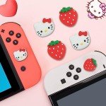PERFECTSIGHT Switch Thumb Grips Caps, Cute Kitty Joystick Caps for Nintendo Switch Lite/OLED 4 PCS Thumbstick Cover, Analog Stick Button Cover for NS Joycon Controller Accessories,Strawberry