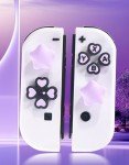 Jusy Cross D-Pad Button Caps Thumb Grips Set, Compatible with Nintendo Switch/OLED, Cute Star 3D Soft Silicone ABXY Buttons Sticker Joystick Cover Caps, Black/Purple