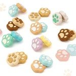 GeekShare 4PCS Cat Paw Shape Thumb Grip Caps,Soft Silicone Joystick Cover Compatible with Switch/OLED/Switch Lite (Milk Tea Brown)