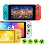 Thumb Grips Caps for Nintendo Switch/OLED/Lite, 4 Pcs Silicone Thumb Grip Caps for Nintendo Switch Joystick Cover Cute Accessories Joy con Thumb Grips - Green