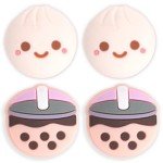 BelugaDesign Boba Dumpling Thumb Grips | Cute Food Pork Bun Face Bubble Tea | Kawaii Japanese Button Joystick Cap Cover | Compatible with Nintendo Switch Standard Lite OLED