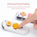 GeekShare Cross D-Pad Button Caps Thumb Grips Set,Silicone ABXY Key Buttons Sticker Compatible with Switch/OLED Joy Con (Pink & Yellow)