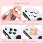 GeekShare Cross D-Pad Button Caps Thumb Grips Set,Silicone ABXY Key Buttons Sticker Compatible with Switch/OLED Joy Con (Pink & Yellow)