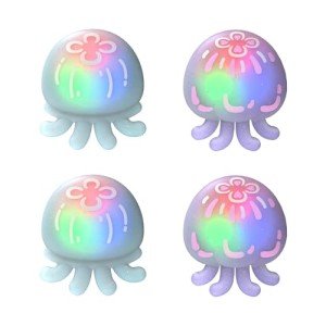 PlayVital Cute Universal Illuminated LED Thumbstick Grips for ps5, for ps4, Joystick Caps for Xbox Series X/S, for Xbox One, Switch Pro Controllers, Joystick Protection - Jellyfish Purple & Blue