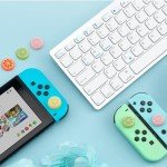 GORGECRAFT 4 Colors Silicone Joycon Thumb Grip Caps Cute Kawaii Soft Round Lemon Thumbstick Joystick Rocker Button Cover Replacement Compatible with Switch 1.7x1.7cm