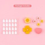 GeekShare Cross D-Pad Button Caps Thumb Grips Set,Silicone ABXY Key Buttons Sticker Compatible with Switch/OLED Joy Con (Pink & Yellow)