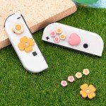 GeekShare Cross D-Pad Button Caps Thumb Grips Set,Silicone ABXY Key Buttons Sticker Compatible with Switch/OLED Joy Con (Pink & Yellow)