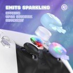 PlayVital Cute Universal Illuminated LED Thumbstick Grips for ps5, for ps4, Joystick Caps for Xbox Series X/S, for Xbox One, Switch Pro Controllers, Joystick Protection - Jellyfish Purple & Blue