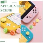 GORGECRAFT 4 Colors Silicone Joycon Thumb Grip Caps Cute Kawaii Soft Round Lemon Thumbstick Joystick Rocker Button Cover Replacement Compatible with Switch 1.7x1.7cm