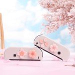 GeekShare Silicone Cross D-Pad Button Caps Set Cute Joystick Cover - ABXY Key Buttons Sticker Compatible with Nintendo Switch/OLED Joy Con - Sakura