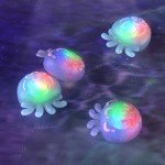 PlayVital Cute Universal Illuminated LED Thumbstick Grips for ps5, for ps4, Joystick Caps for Xbox Series X/S, for Xbox One, Switch Pro Controllers, Joystick Protection - Jellyfish Purple & Blue