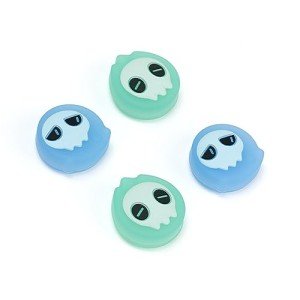 GeekShare 4PCS Cute Ghost Theme Thumb Grip Caps,Soft Silicone Joystick Cover Compatible with Switch/OLED/Switch Lite Only - Blue Phantom