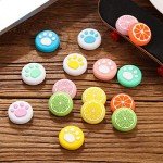 Sumind 24 Pieces Replacement Soft Silicone Cat Paw Flower and Fruit Lemon Design Thumb Grip Caps Analog Stick Cover Joystick Cap Luminous Cover Compatible with Nintendo Switch/Switch Lite Controller