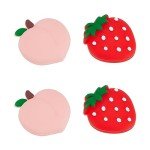 GORGECRAFT 4Pcs Peach Strawberry Thumb Grips Fruit Soft Silicon Joystick Button Caps Analog Joy Stick Cover Compatible with Switch OLED Lite Console for NS Joycon Controller Red Pink