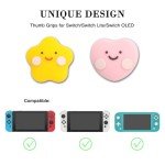 PERFECTSIGHT Switch Thumb Grips, Cute Joystick Caps Thumbstick Cover for Nintendo Switch Lite/Switch OLED, 4 PCS Analog Stick Button Cover for NS Joycon Controller Accessories,Star+Heart