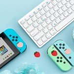 GORGECRAFT 4Pcs Peach Strawberry Thumb Grips Fruit Soft Silicon Joystick Button Caps Analog Joy Stick Cover Compatible with Switch OLED Lite Console for NS Joycon Controller Red Pink