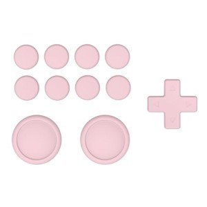 PlayVital Silicone Button Covers and Thumb Grip Set for Nintendo Switch/OLED Joycon/Switch Lite, ABXY Directional Key Button Caps for Nintendo Switch/OLED/Lite with Switch Lite D-Pad Button Cap, Pink