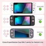PlayVital Silicone Button Covers and Thumb Grip Set for Nintendo Switch/OLED Joycon/Switch Lite, ABXY Directional Key Button Caps for Nintendo Switch/OLED/Lite with Switch Lite D-Pad Button Cap, Pink
