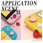 GORGECRAFT 4Pcs Peach Strawberry Thumb Grips Fruit Soft Silicon Joystick Button Caps Analog Joy Stick Cover Compatible with Switch OLED Lite Console for NS Joycon Controller Red Pink