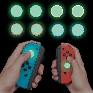 8-Pack Thumb Grips for Nintendo Switch Joycon, [Glow-in-The-Dark] Joystick Covers Compatible with Nintendo Switch/OLED/Switch Lite, Non-Slip Switch Joy Con Thumb Caps