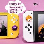 DLseego 4Pcs Thumb Grip Caps for Nintendo Switch, Joystick Caps Soft Silicone Cover for Button Joy Con Controllers Protective Thumb Stick, Anti-Slip Analog Cover for Switch Lite & OLED-Orange Purple